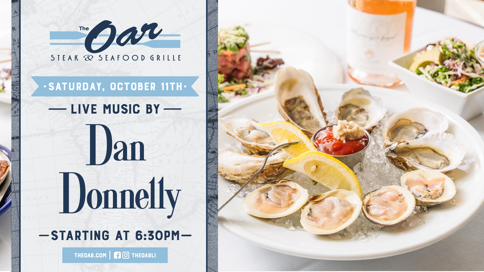 Join us for an evening of music by Dan Donnelly while you dine on your Oar favorites. 🦪🥂 The perfect Saturday night out on the water.