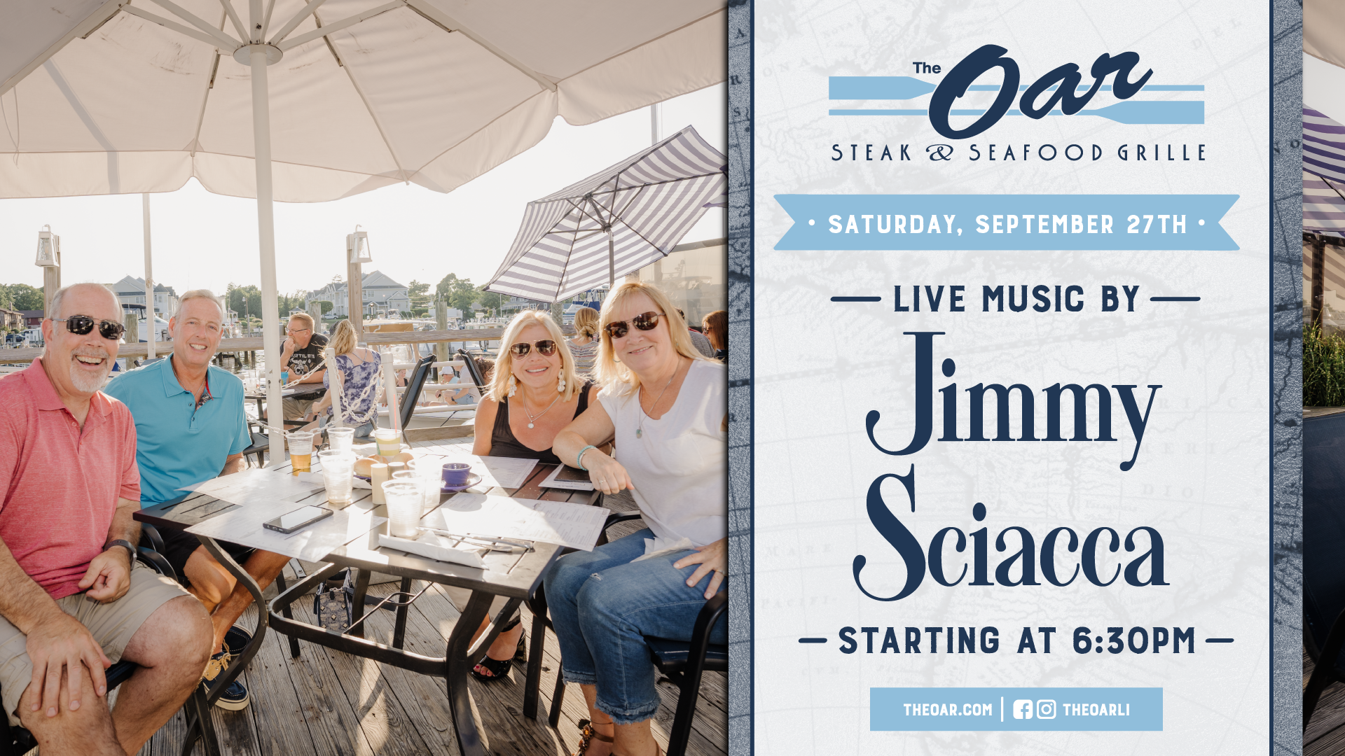 Close out September with an unforgettable night of live music by Jimmy Sciacca at 6:30 PM. The perfect Saturday on the river!