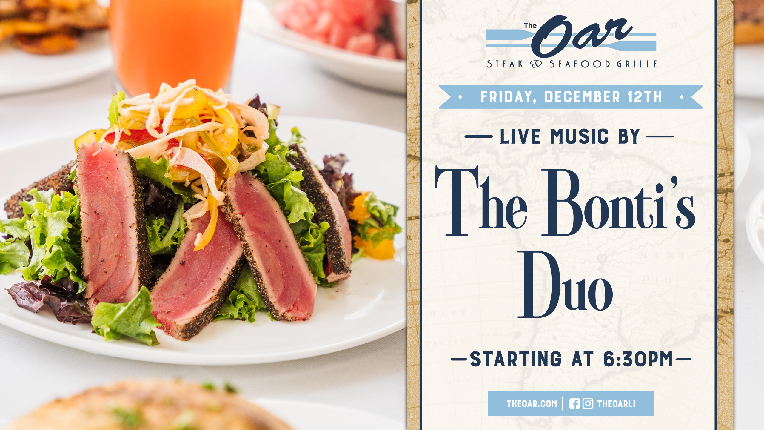 A night of amazing food and amazing tunes! 🎵 The Bonti’s Duo brings the energy, the harmony, and the perfect soundtrack to your Friday evening at The Oar.