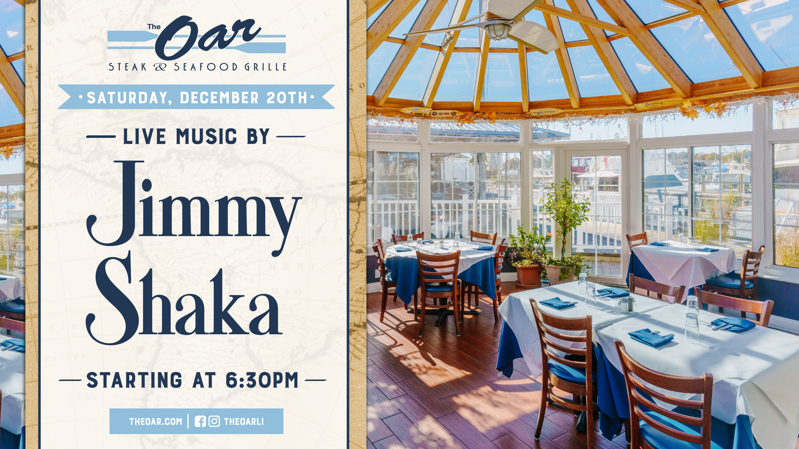 Jimmy Shaka is bringing warm, breezy, waterfront energy to The Oar this Saturday! 🎶 Sit back, sip, and let the music take you right into weekend mode.