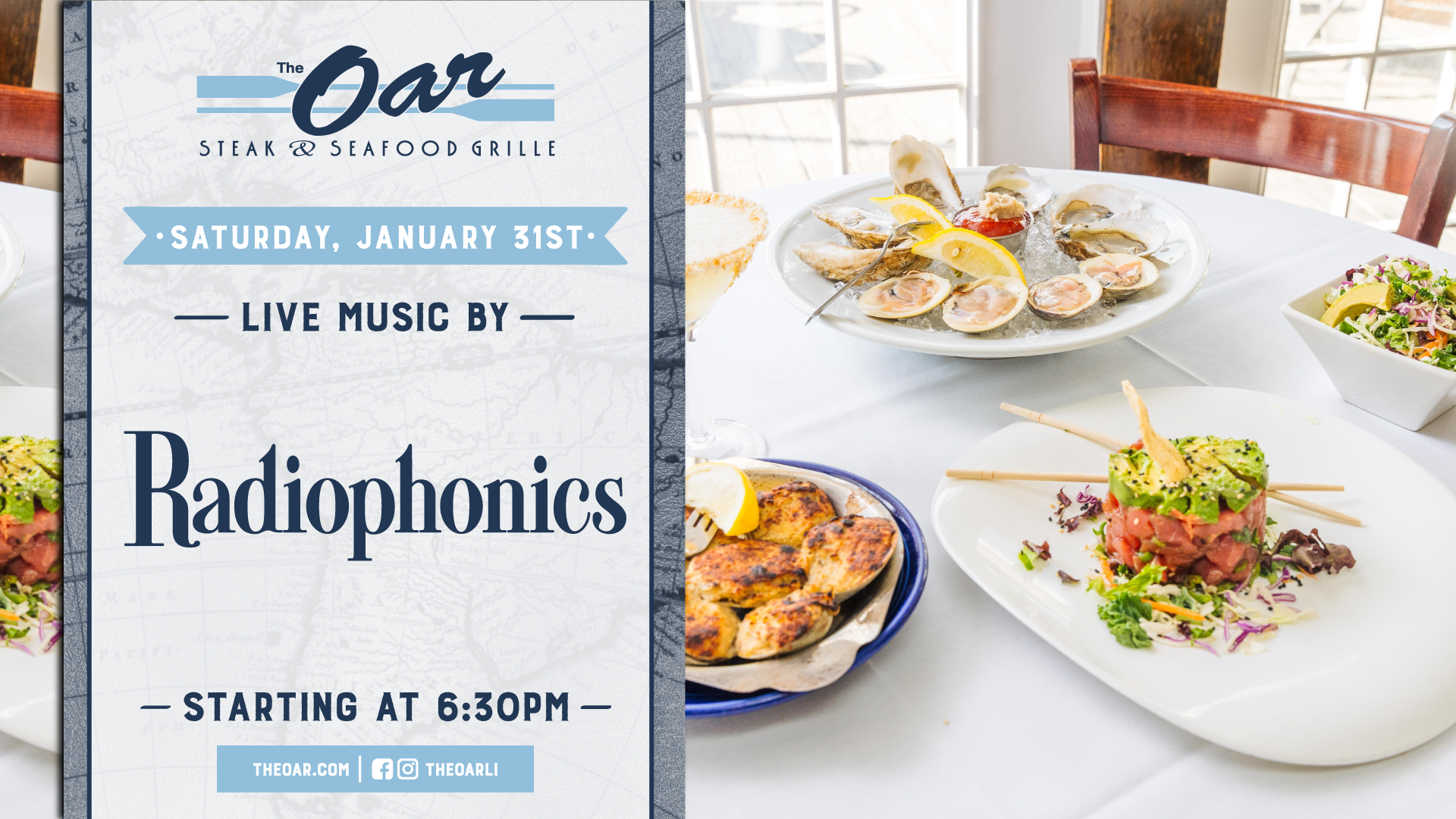 Wrap up the month with live music by Radiophonics, plus great eats, drinks, and waterfront vibes. Saturday night plans = handled.