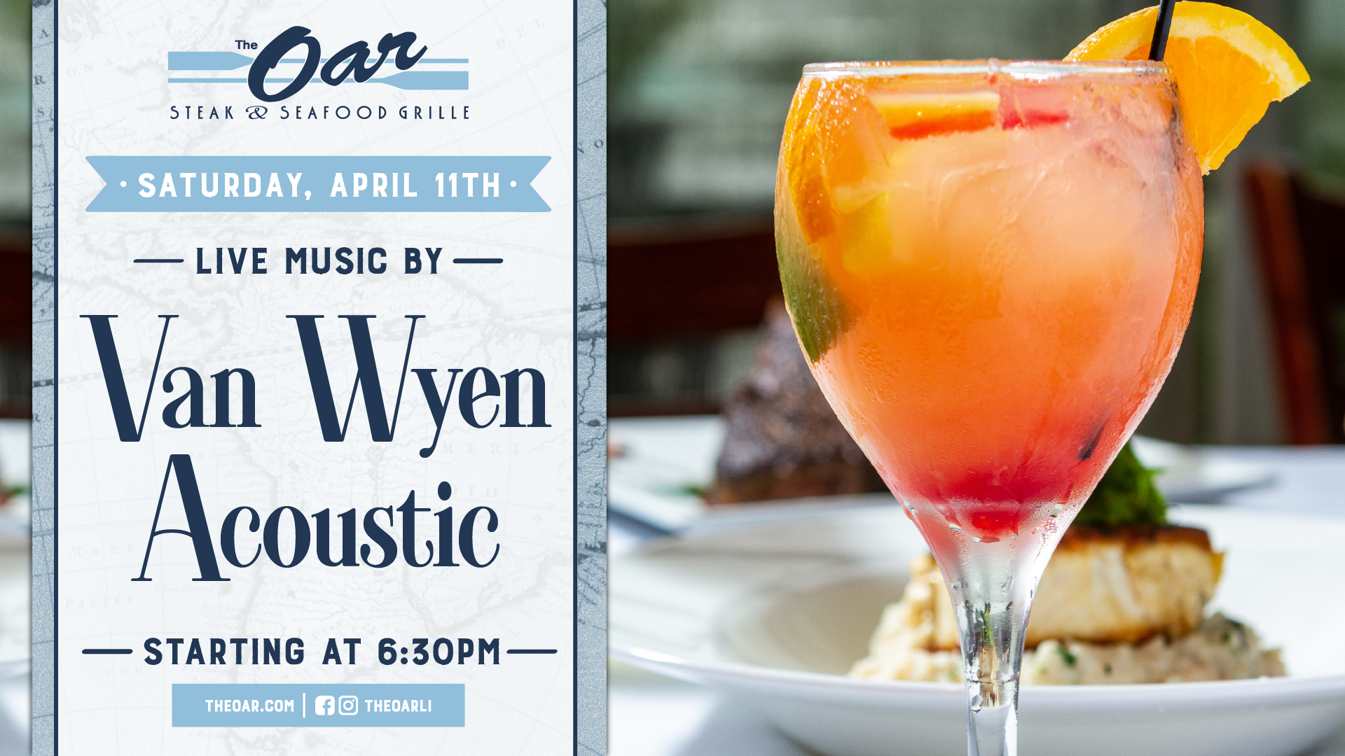 Unwind with Van Wyen Acoustic as they bring a smooth, easygoing soundtrack to your Saturday night. Join us at 6:30PM for great music, food, and drinks.
