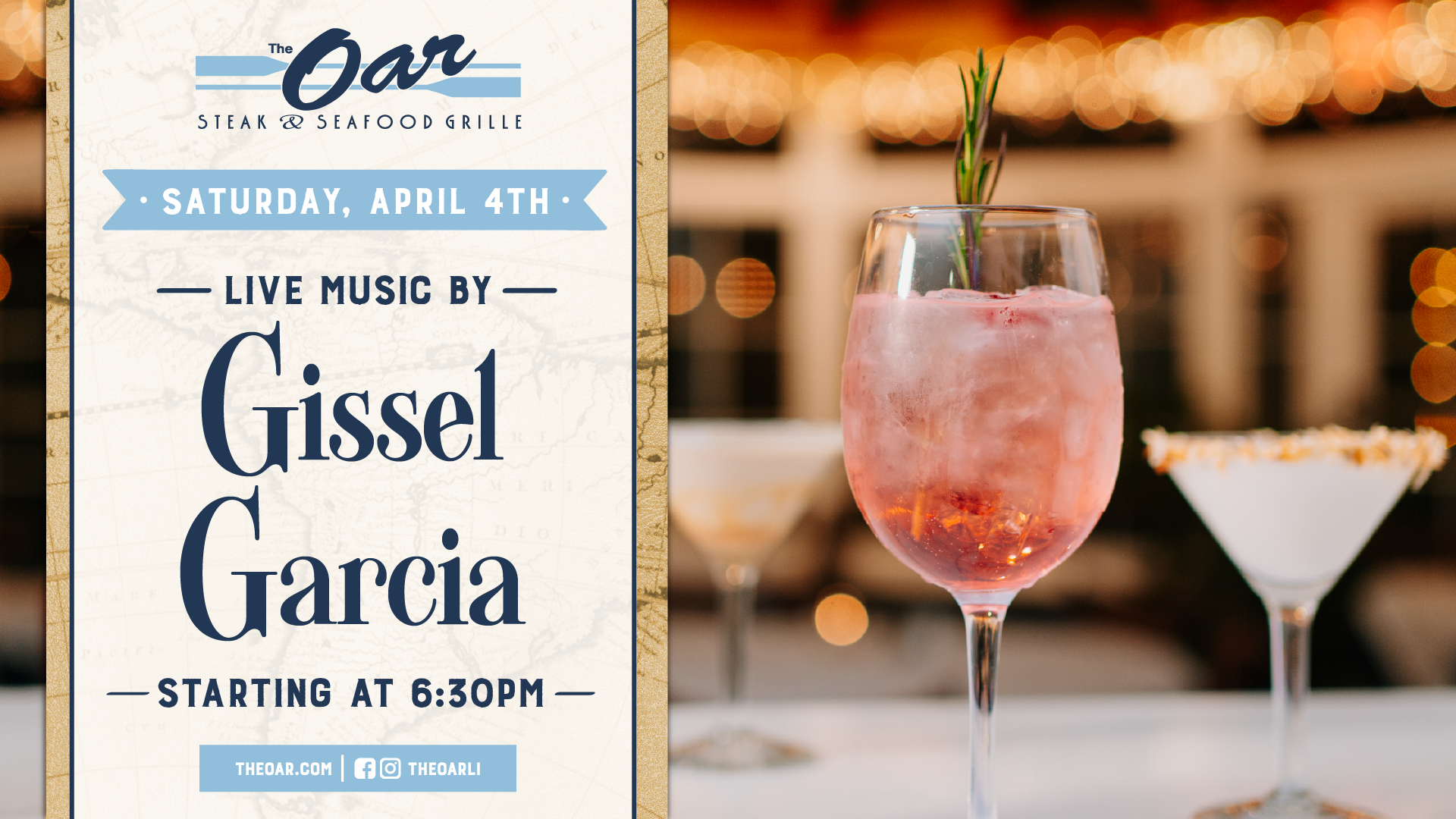 Join us for an evening of live music with Gissel Garcia, bringing soulful vocals and a laid-back vibe to your Saturday night. Music starts at 6:30PM.