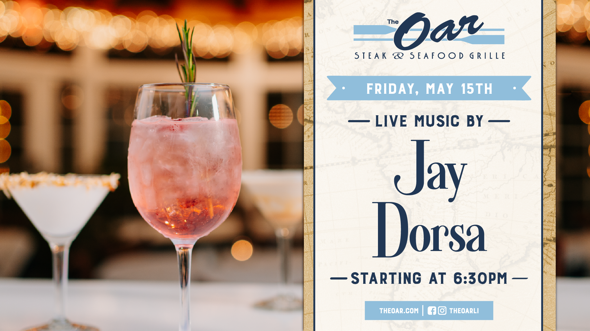 Sip, dine, and unwind 🍸 Jay Dorsa live at 6:30PM—your Friday night plans just got better.