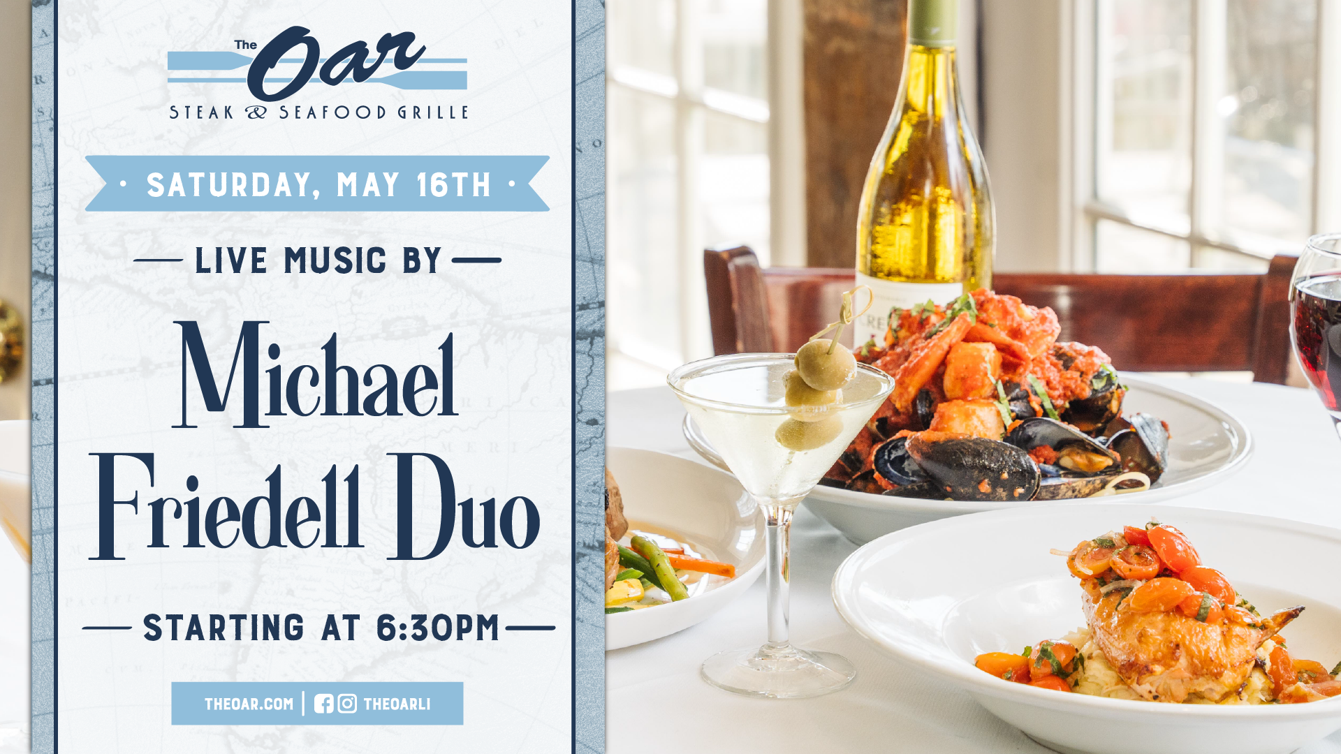 Live music + waterfront dining = the perfect night 🎶 Catch the Michael Friedell Duo at 6:30PM.