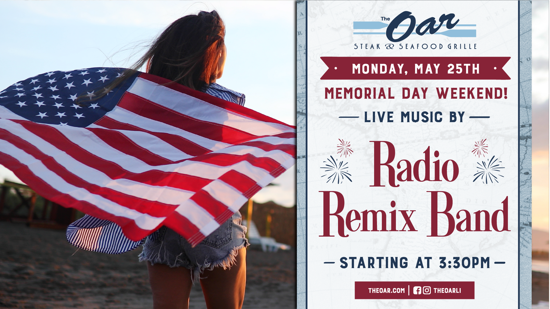 Close out the long weekend right 🇺🇸 Radio Remix Band live at 3:30PM—one more round before reality hits.