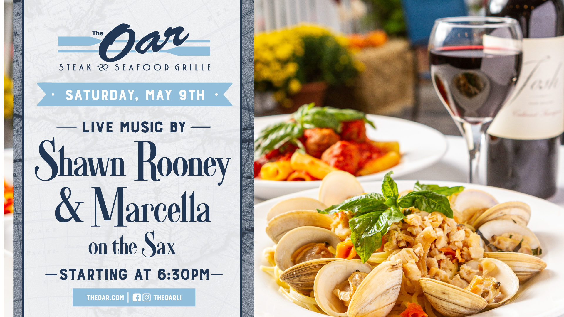 A little something extra ✨ Enjoy live music by Shawn Rooney & Marcella on the sax at 6:30PM—dinner with a soundtrack.