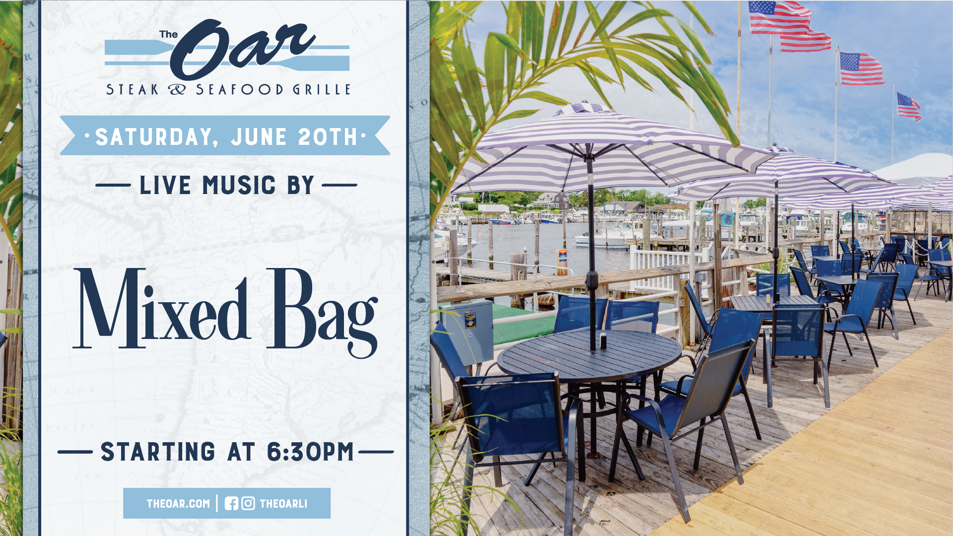 Summer nights sound better with live music by Mixed Bag at The Oar! Music starts at 6:30PM.