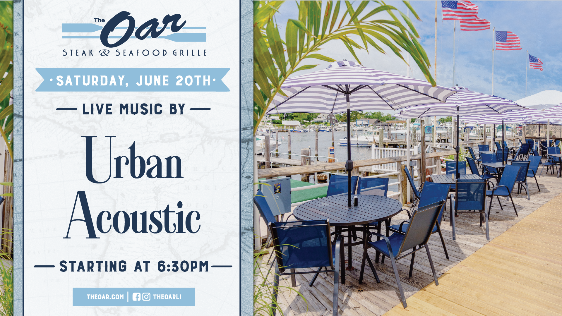 Summer nights sound better with live music by Urban Acoustic at The Oar! Music starts at 6:30PM.