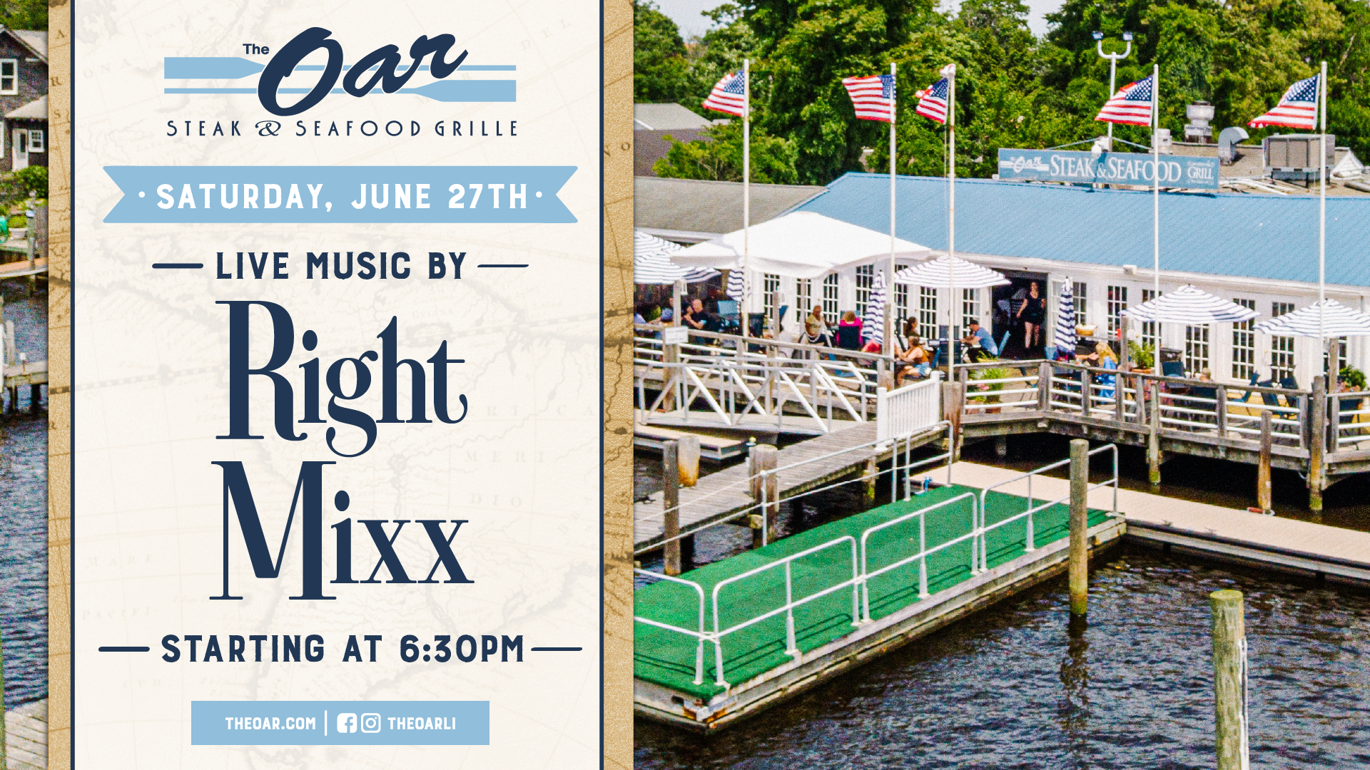 Join us for music by Right Mixx and a night out at The Oar starting at 6:30PM.