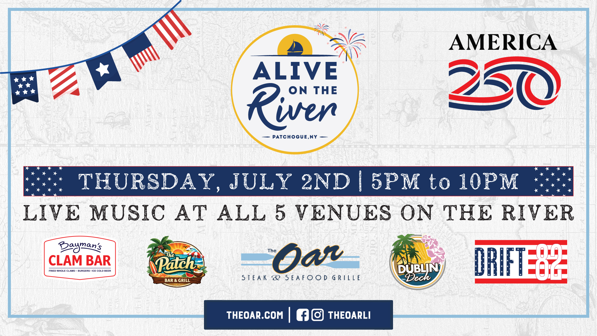 Join us July 2nd, from 5 PM–10 PM for an evening of live music, waterfront views, great food, and ice-cold drinks.