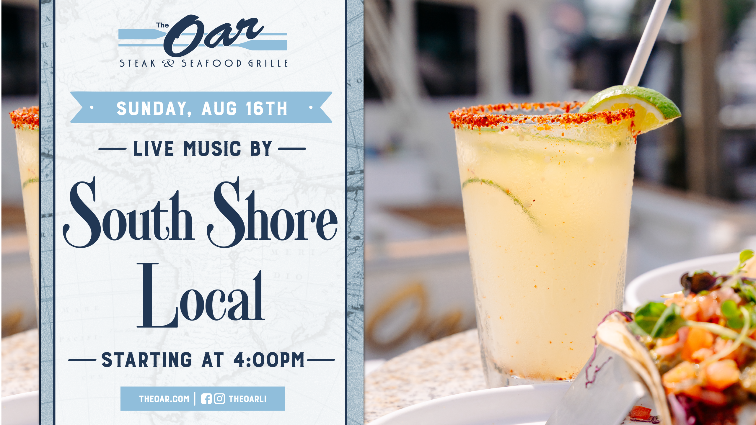Join us for music by South Shore Local and a night out at The Oar. Music starts at 4:00 pm.