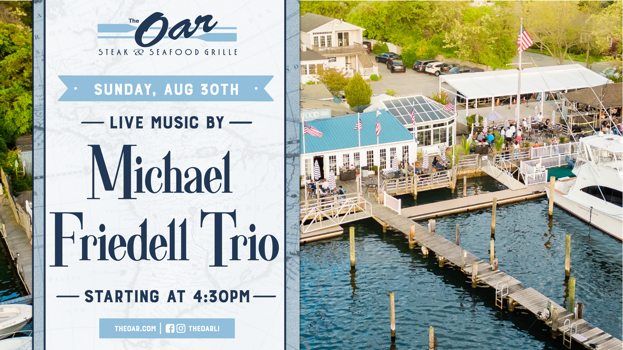 Come see Michael Friedell Trio perform music live starting at 4:30 pm.