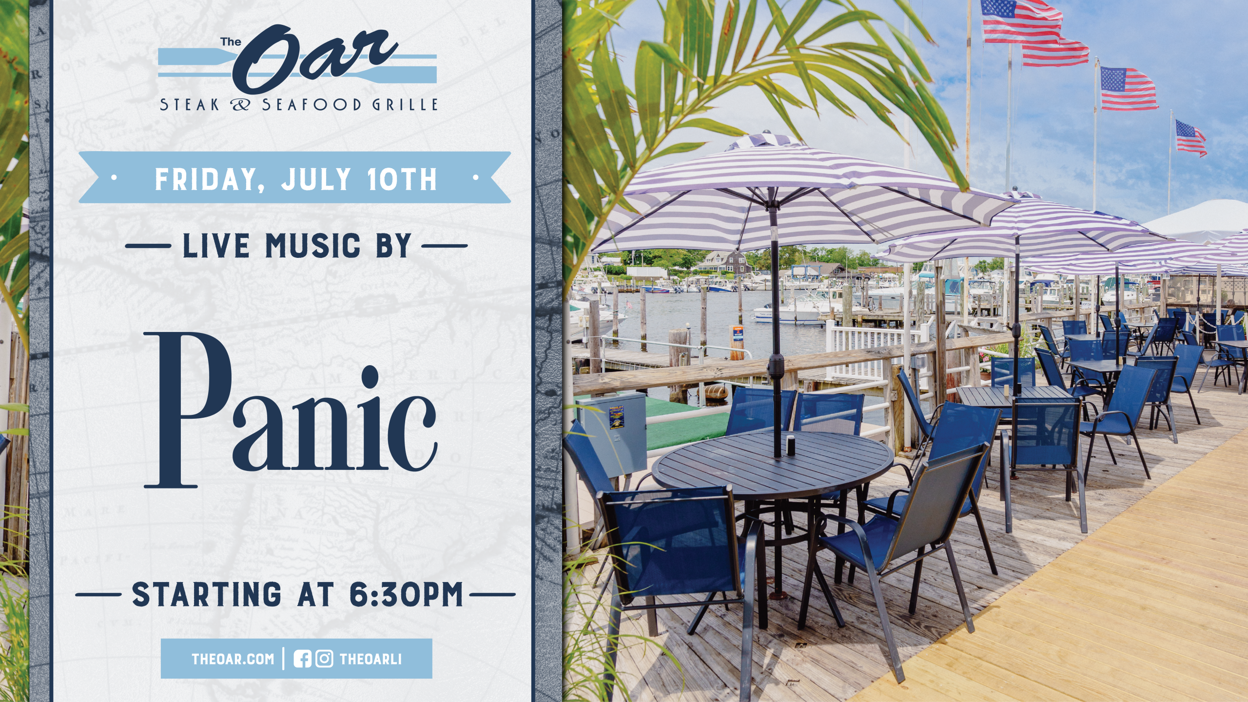 Don’t Panic! A Friday night out at The Oar with performances by Panic starting at 6:30 pm.
