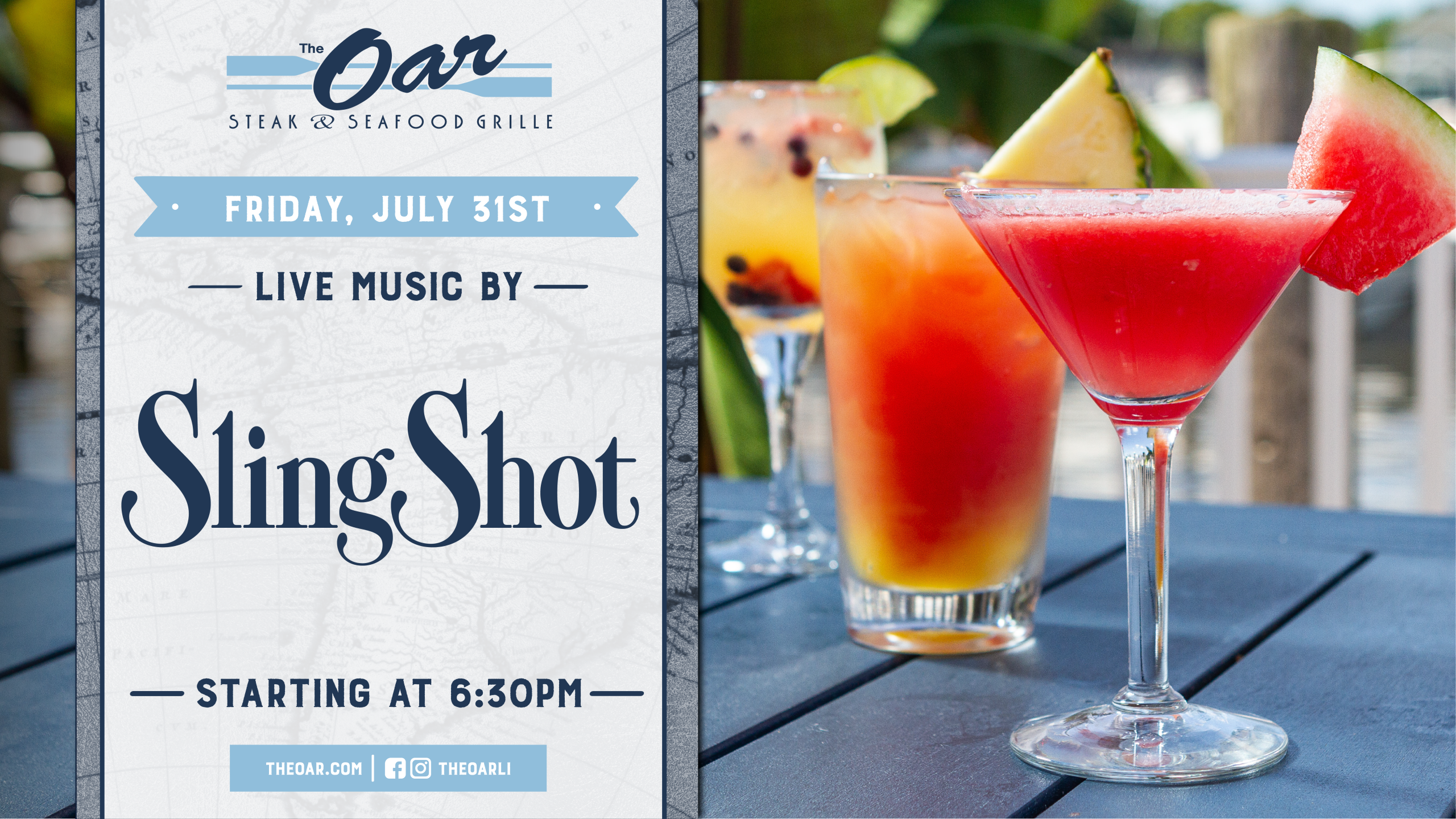 Spend the night out and enjoy music by Slingshot starting at 6:30 pm.