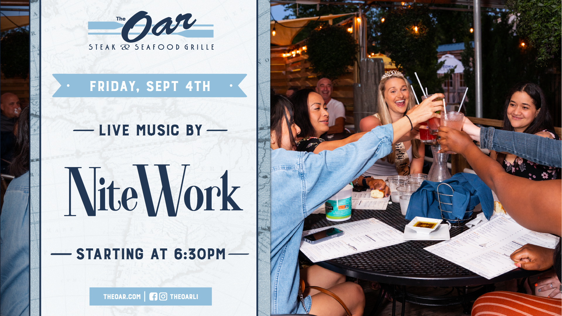 Join us for live music by NiteWork on Friday, September 4th starting at 6:30PM.