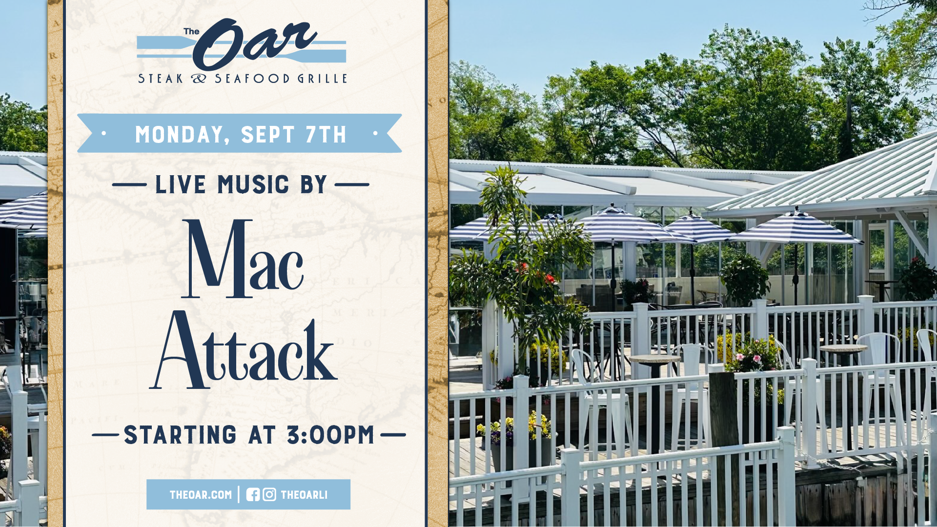 Join us for live music from Mac Attack on Monday, September 7th at 3PM.