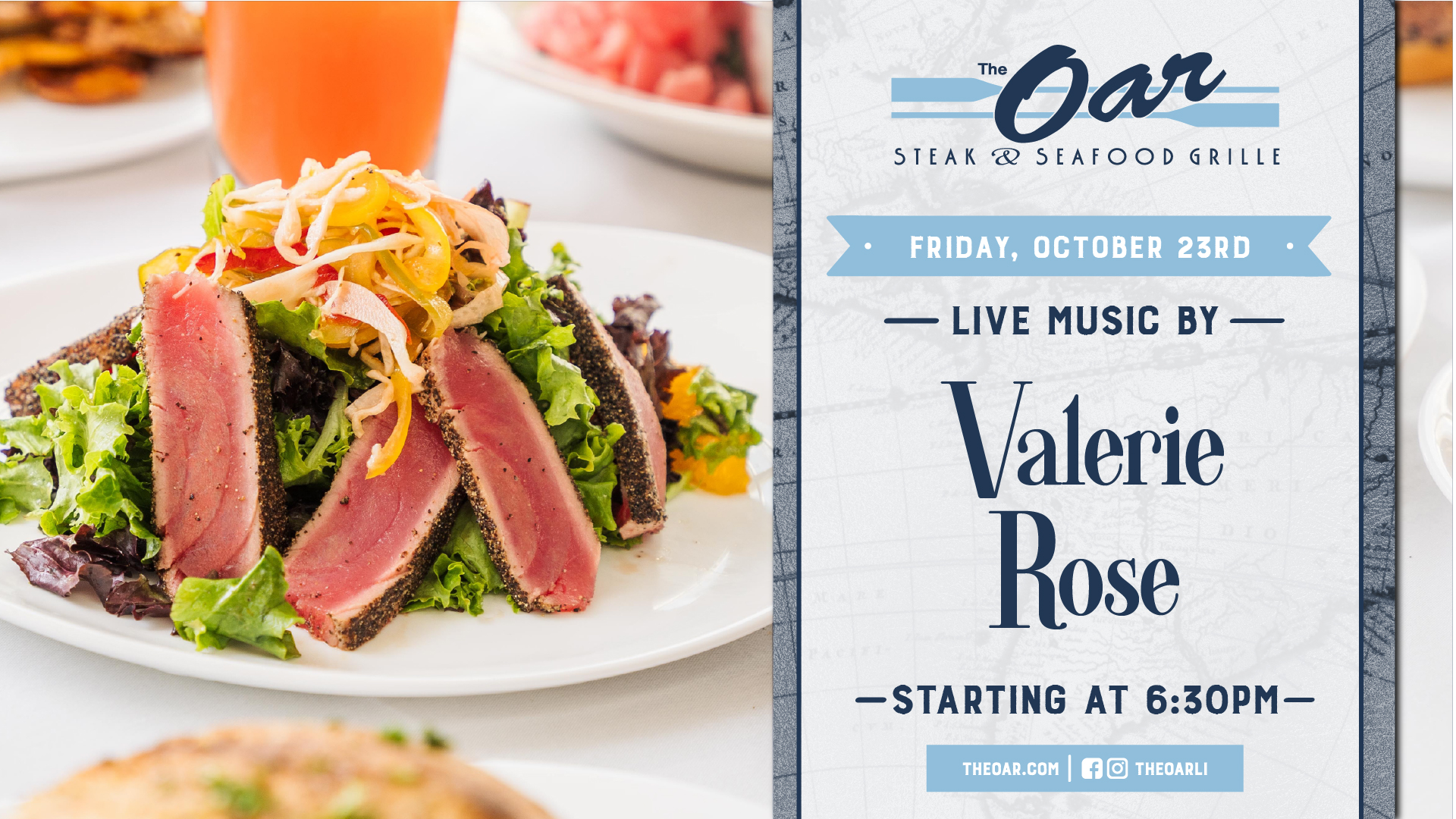 Spend your Friday night with Valerie Rose performing live on October 23rd starting at 6:30 PM.