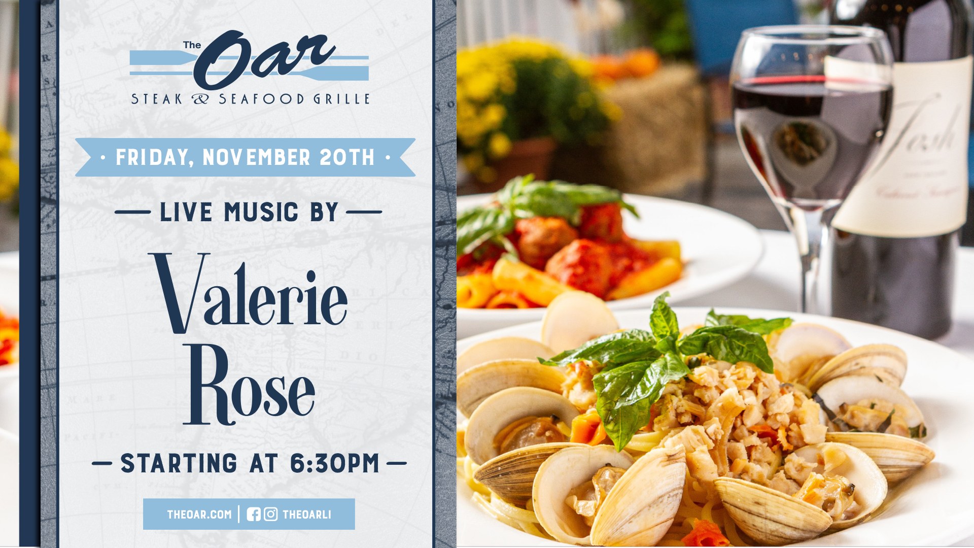 Valerie Rose takes the stage Friday, November 20th. Come for dinner and drinks and stay for the music, starting at 6:30 PM.
