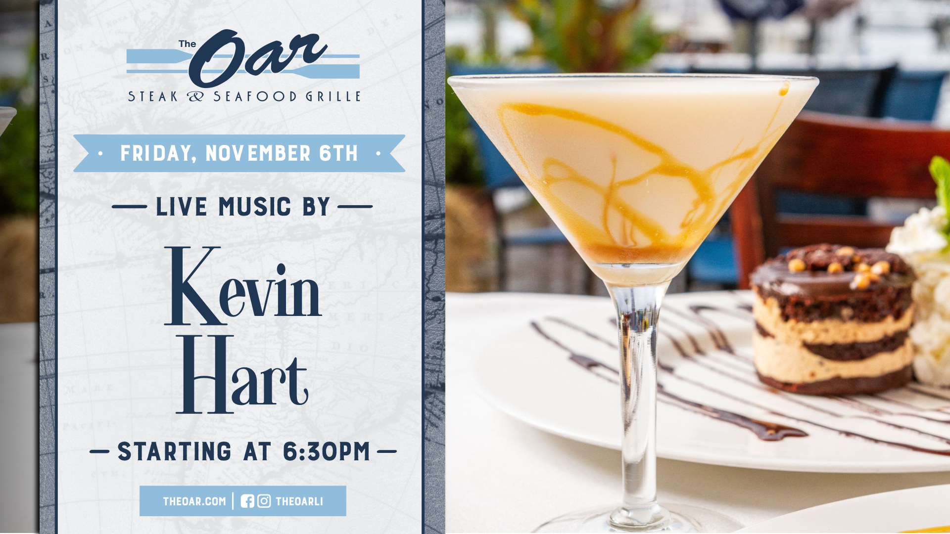 Kick off November with live music from Kevin Hart on Friday, November 6th, starting at 6:30 PM.