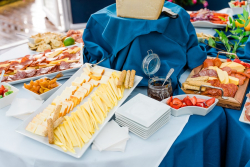 cheeses and meats at event